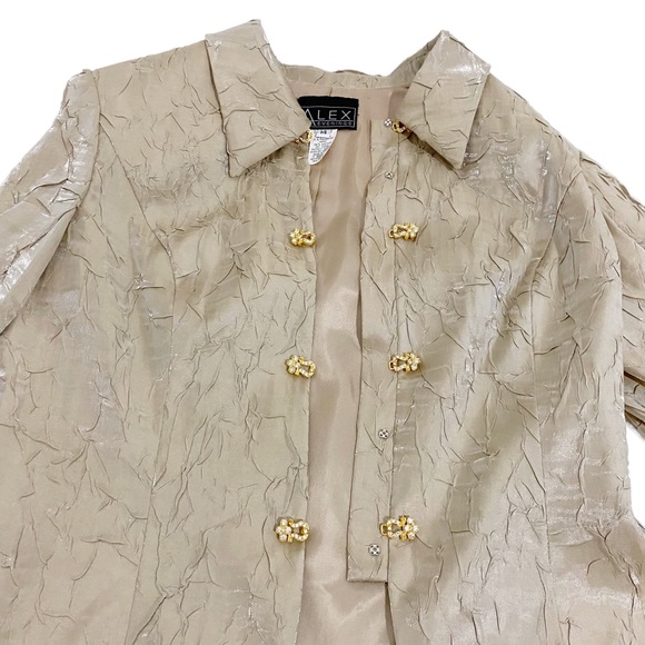 Alex Evenings Vintage Champagne 2 Piece Skirt & Jacket Set, Plus Size 14 - Picture 4 of 14